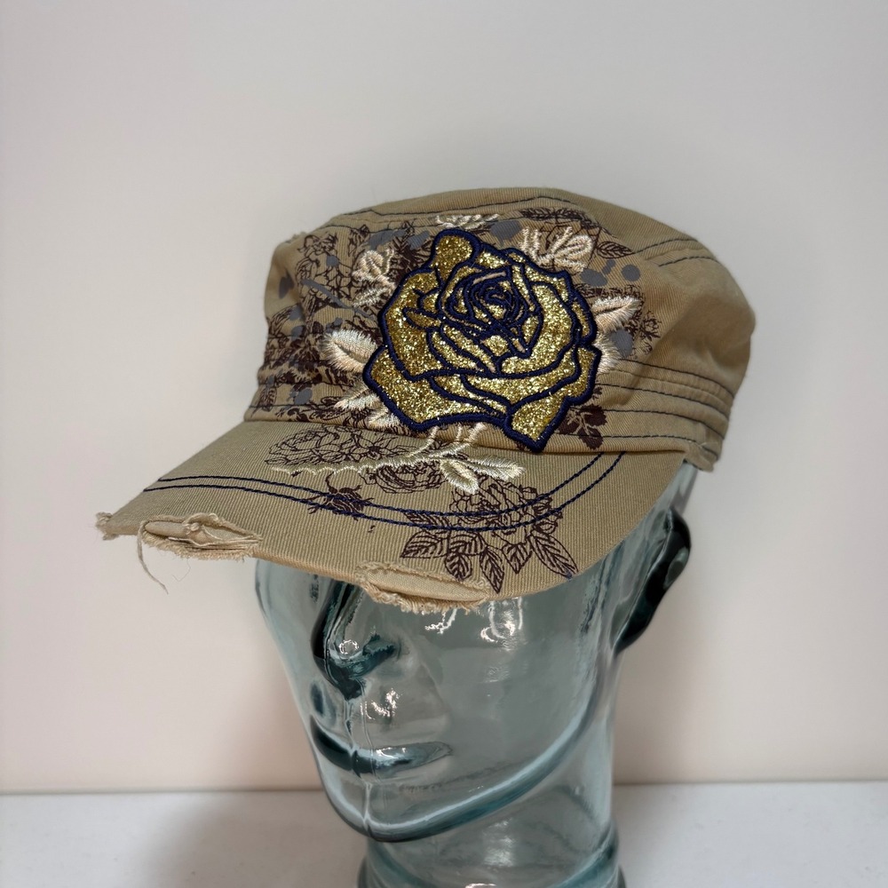 Y2K 2000's KBETHOS Cadet Hat Tan Gold Rose